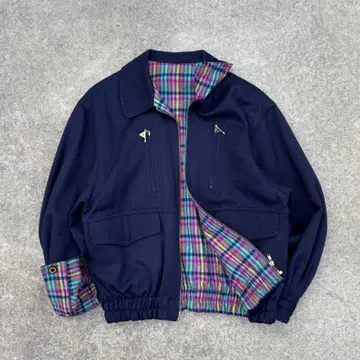 sportino 리버서블 블루종 울 체크 네이비 골프