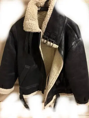 ungrid 블랙 시어링 라이너 가죽 자켓