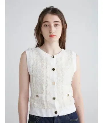 [새상품급] LILY BROWN 트위드 니트 슬리브리스 상의 릴리 브라운