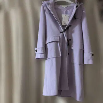 새상품 연보라 후드 부착 롱 코트 9호