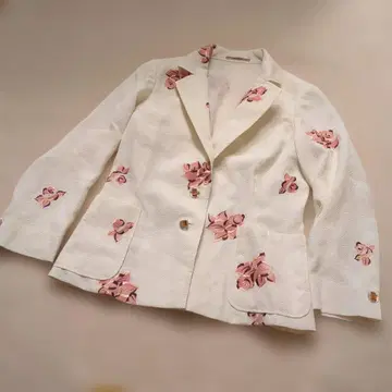 꽃무늬 테일러드 자켓 화이트 오더