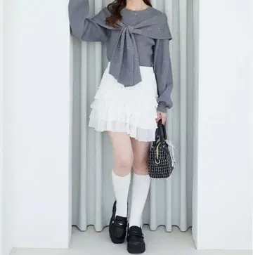 마제스틱 레곤 모듬 디자인 리본 니트탑