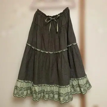 핑크하우스 딸기 스티치 레이스 스커트