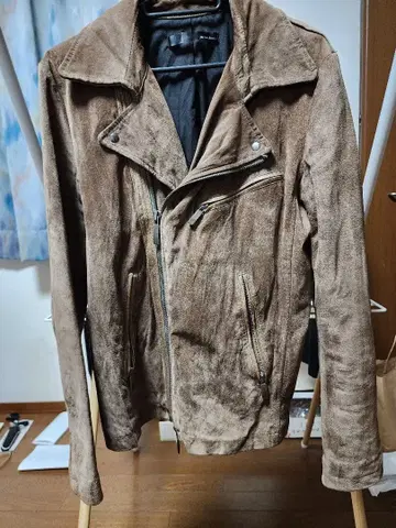 브라운 스웨이드풍 더블 라이더 자켓