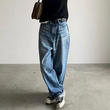 컨디션 최상 FASHIRU x SOMETHING 배기 핏 청바지 블루