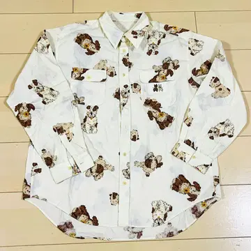 핑크하우스 강아지 패턴 버튼 다운 셔츠 긴팔
