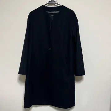 UNITED 노카라 블랙 롱 코트