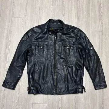 블랙 가죽 라이더 자켓