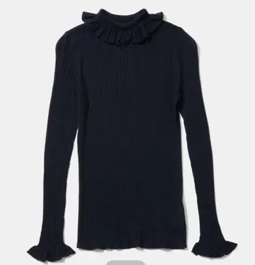 cccmalie 캐시미어 실크 프릴 터틀 니트 38 네이비