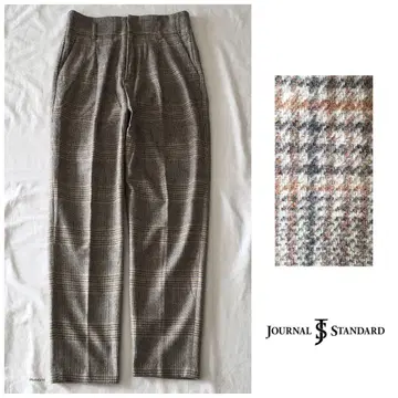 저널 스탠다드 울 체크 턱 테이퍼드 팬츠