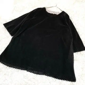 블랙 레이스 밑단 튜닉 LL 레이스 밑단 부드러운 원단