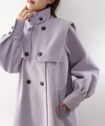 연보라색 탈부착 가능한 케이프 부착 스탠드 코트