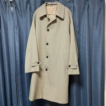 체크 무늬 스텐카라 코트