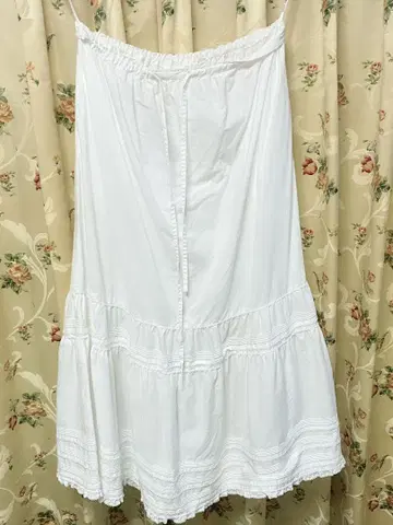 카네코 이사오 핀턱 피코 레이스 프릴 화이트 스커트 면100%