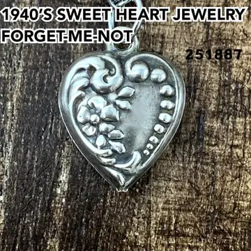 스위트하트 주얼리 물망초 꽃 실버 빈티지 목걸이 NAVY