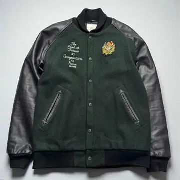 프로덕트 클래식 바시티 자켓 울 소매 가죽 천연 가죽 퀼팅 XL