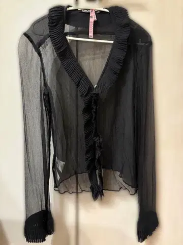 DKNY 시스루 블라우스 실크 100%