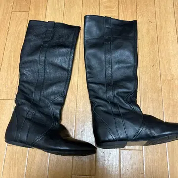 블랙 가죽 롱 부츠