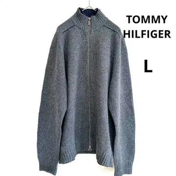 타미힐피거 지퍼 니트 L 그레이 울 혼방