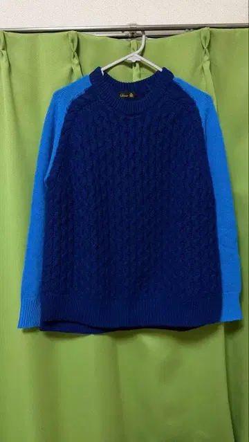 드로어 케이블 짜임 긴팔 니트 스웨터 파랑