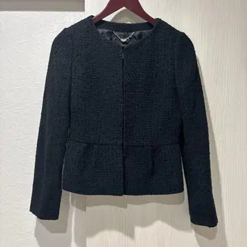 any FAM 노카라 자켓 트위드 블랙 2 1213