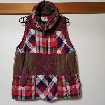 드럭 스토어즈 체크 무늬 패치워크 베스트