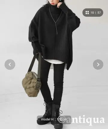 안티카 하이넥 니트 블랙 터틀넥 니트