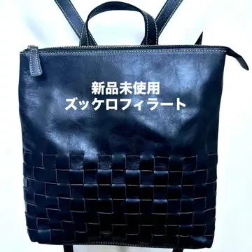 미사용 새상품 쥬케로 필라토 소가죽 메쉬 럭색 블랙