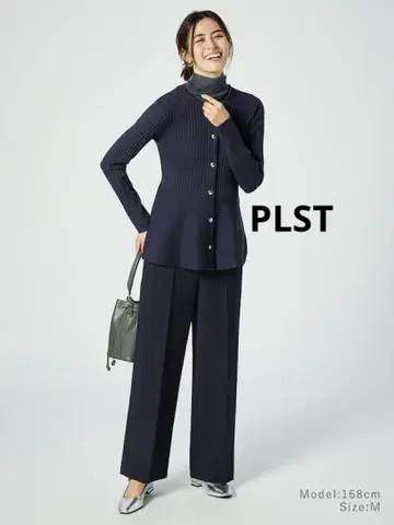 PLST 플라스테 턱 와이드 팬츠 네이비