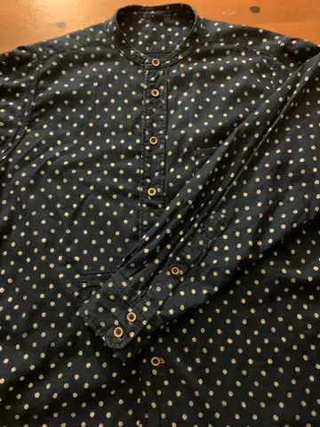 45R 네이비 도트 무늬 긴팔 셔츠 인디고 포티 파이브 알