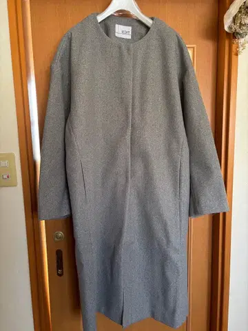 IEDIT 그레이 노카라 롱 코트