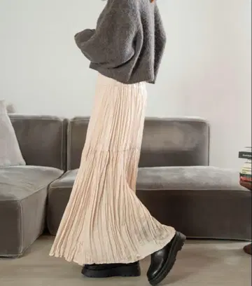 hinari 빈티지 새틴 와셔 스커트 아이보리