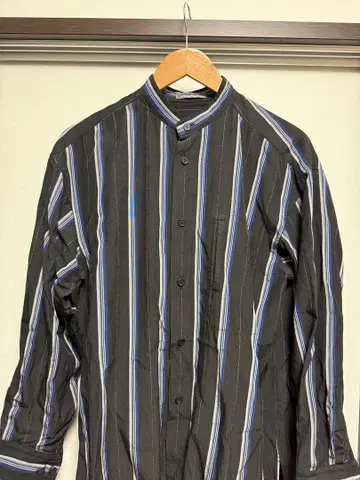 이세이 미야케 밴드 카라 셔츠 M 블랙 스트라이프
