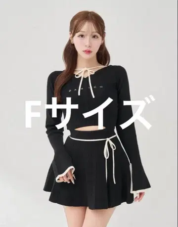 darich 허리 오픈 리본 디자인 니트 미니 원피스 F 사이즈