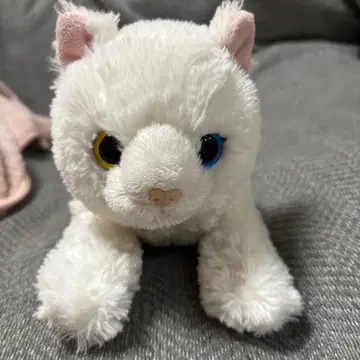 무릎 고양이 화이트 고양이 오드아이 봉제 인형