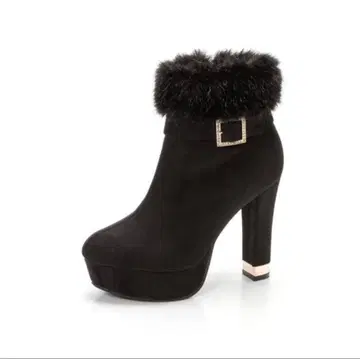퍼 달린 블랙 스웨이드 부츠