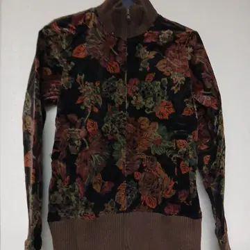 꽃무늬 벨로아 긴팔 집업 자켓