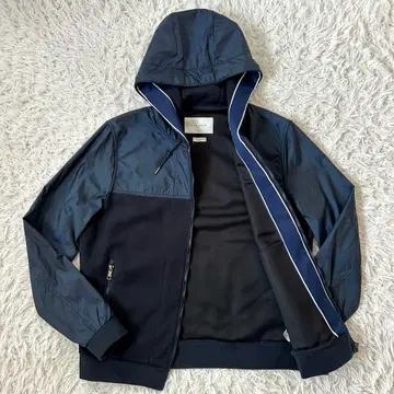 ZARA MAN 집업 블루종 후드티 이소재 절개 나일론 x 코튼