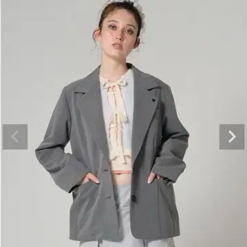 tinajojun 하트 자수 테일러드 자켓 그레이