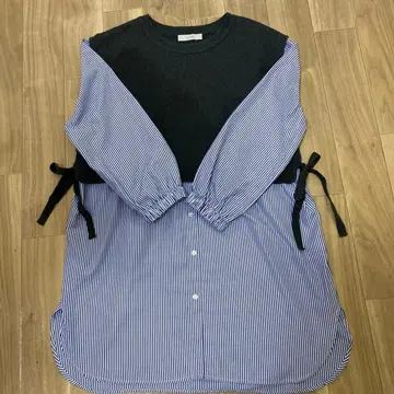 any FAM 블랙 스트라이프 긴팔 셔츠