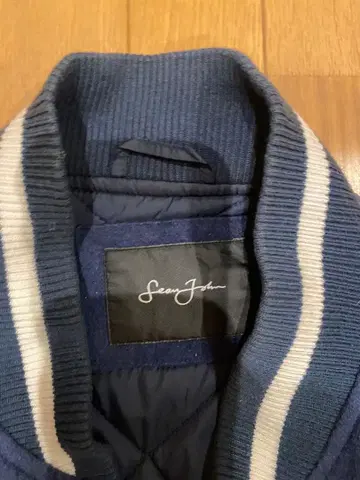 90s Sean John 네이비 바시티 자켓 bboy