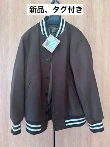 [ 새상품, 미사용 ] SKOOKUM 바시티 자켓 브라운/화이트 M