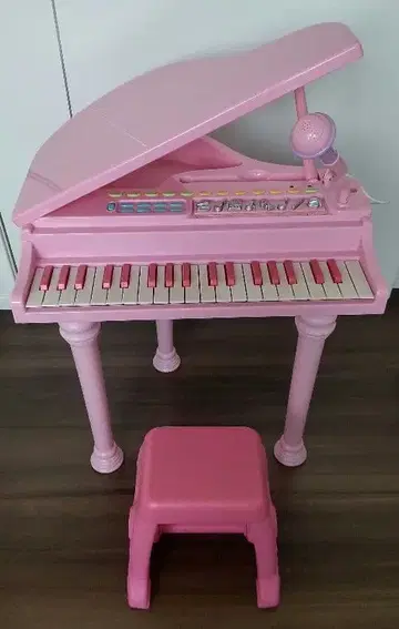 핑크 전자 피아노 마이크 의자 포함