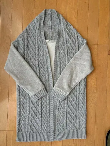 거의 새상품! BITTOKO 그레이 니트 가디건 긴팔 속기모