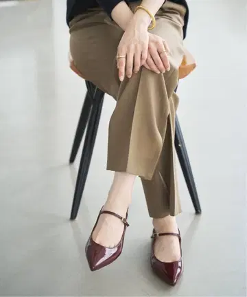 LETALON 포인티드 원 스트랩 플랫 보르도