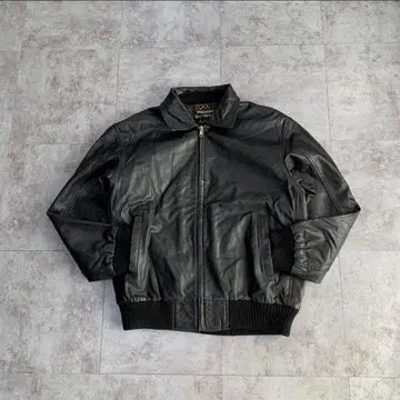 90s short real leather bomber jacket