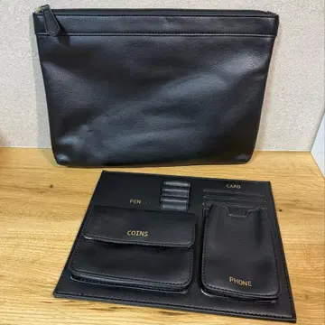 BEAMS 비츠라이츠 클러치백 블랙 수납 플레이트 포함