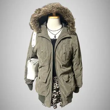 밀리터리 퍼 부착 자켓 Y2K 모리걸 그런지 헤이세이 갸루