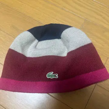 LACOSTE 니트 모자 멀티 컬러 스트라이프