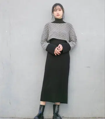 apart by lowrys 자카드 레이어드 니트 원피스